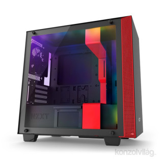 NZXT H400I Smart Fekete-Vörös (Táp nélküli) ablakos mATX ház PC