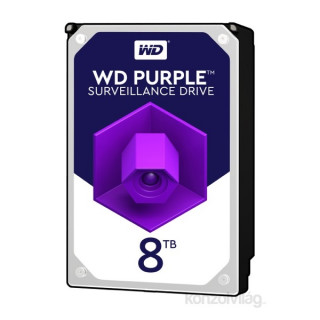 Western Digital 3,5" 8000GB belső SATAIII 5400RPM 256MB PURPLE WD81PURZ winchester 3 év 