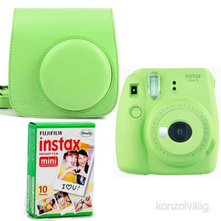 Fujifilm Instax Mini 9 zöld + tok + film analóg fényképezőgép kit 