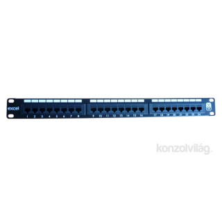 Triton EXCEL Cat.6 UTP 24 portos patch panel, 1U, fekete PC