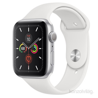 Apple Watch S5 44mm GPS-es ezüst alumíniumtok, fehér sportszíjas okosóra Mobil