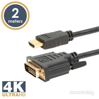 Delight DVI-D (Dual Link) - HDMI kábel 2m Black aranyozott PC