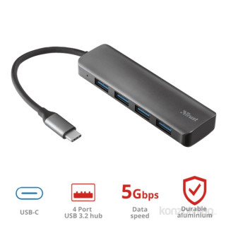 EXT Trust Halyx 4 portos USB-C  USB3.2 alumínium HUB PC