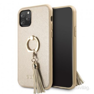 MOBIL-CASE GUESS Saffiano iPhone 11 Pro gyűrűs kitámasztóval bézs kemény tok Mobil