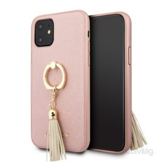 MOBIL-CASE GUESS Saffiano iPhone 11 gyűrűs kitámasztóval rózsaszín kemény tok Mobil