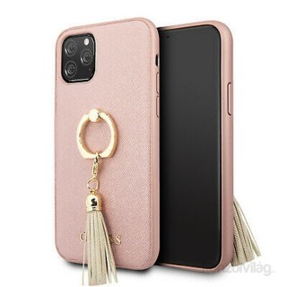 MOBIL-CASE GUESS Saffiano iPhone 11 Pro gyűrűs kitámasztóval rózsaszín kemény tok Mobil