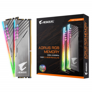 Gigabyte Memória Desktop - 16GB Kit DDR4 AORUS RGB (2x8GB, 3200Mhz, hűtőbordás) PC