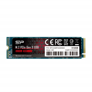 Silicon Power SSD P34A80 512GB, M.2 PCIe Gen3 x4 NVMe, 3400/3000 MB/s 