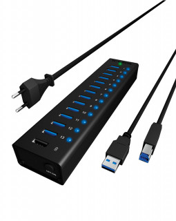 HUB Raidsonic 13-port + USB töltő port 5V, 2.4A[USB3.0, Külső táp] PC