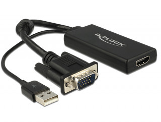 DeLock VGA to HDMI Adapter with Audio Black PC