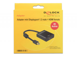 DeLock Adapter mini Displayport 1.2 male > HDMI female 4K Active Black PC