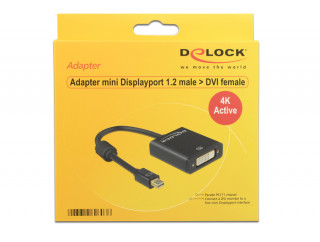 DeLock mini Displayport 1.2 male > DVI-D (Dual Link) female 4K Active Adapter Black PC