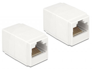 Delock Adapter, RJ45-aljzat > RJ45-aljzat, Cat.6 UTP kompakt fehér PC