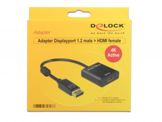 Delock Displayport 1.2 male -> HDMI 4K female aktív - Fekete PC