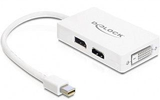 DeLock mini Displayport 1.1 male > VGA / HDMI / DVI-D (Dual Link) female Passive Adapter White PC