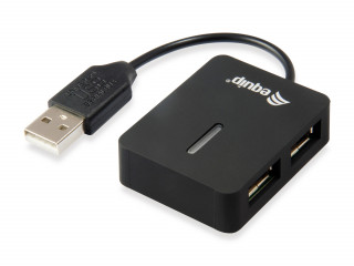 Equip-Life USB Hub - 128952 (4 Port, USB2.0, USB tápellátás, kompakt dizájn, fekete) PC