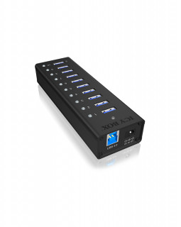 HUB Raidsonic 10-port + USB töltő port 5V, 2.4A [USB3.0, Külső táp] PC