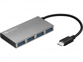 Sandberg Pocket 4-portos USB-C USB3.0 hub ezüst-fehér (aluminium case) PC