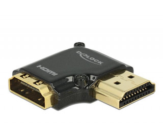 DeLock Adapter High Speed HDMI with Ethernet – HDMI-A female > HDMI-A male 4K 90° angled right Black PC