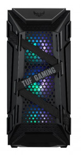 Asus Számítógépház - TUF GAMING GT301 (fekete, ablakos, fekete belső, 3x 12cm Aura RGB, 1x12cm, E-ATX, 2x USB3.0) 