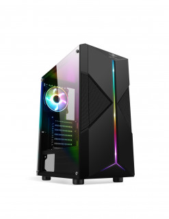 Spirit of Gamer Számítógépház - CLONE 3 RGB (fekete, ablakos, 8x12cm ventilátor, alsó táp,  ATX, 1xUSB3.0, 2xUSB2.0) PC