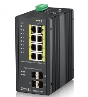 ZyXEL RGS200-12P 8port GbE LAN (240W) PoE 4port GbE SFP ipari switch PC