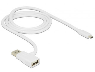 DeLock Fast Charging Cable USB 2.0 A male > female + Micro USB 2.0 male 1m White 