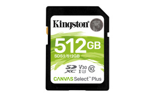Kingston 512GB SDXC Canvas Select Plus 100R C10 UHS-I U3 V30 