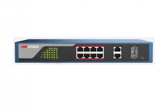 Hikvision Switch PoE - DS-3E1310P-E (8 port 100Mbps, 123W, 2 port 1000Mbps combo, menedzselhető) PC