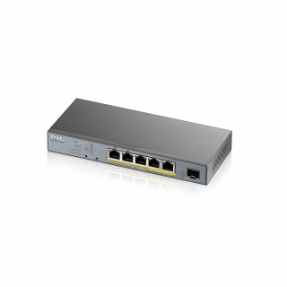 ZyXEL GS1350-6HP 5x GbE LAN PoE (60W) 1x GbE SFP smart menedzselhető CCTV PoE switch PC