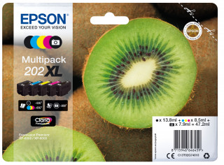 Epson Kiwi 202XL tintapatron 1 dB Eredeti Nagy (XL) kapacitású Fekete, Fotó fekete, Cián, Magenta, Sárga PC