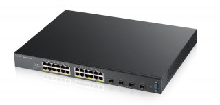 ZyXEL XGS2210-28HP 24port GbE PoE LAN 4port 10GbE SFP+ L2+ menedzselhető switch PC