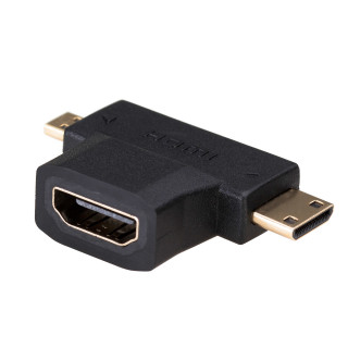 Akyga AK-AD-23 HDMI -> HDMI micro D HDMI mini C F/M adapter fekete 