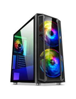 Spirit of Gamer Számítógépház - GHOST 5 RGB (fekete, ablakos, 2x20cm, 4x12cm ventilátor, ATX, mATX, 2xUSB3.0, 1xUSB2.0) 