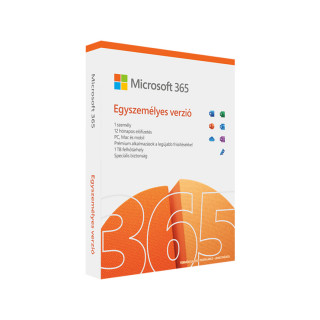Microsoft 365 Egyszemélyes verzió, 1 Év. WIN/MAC FPP BOX P8 PC