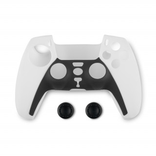 Spartan Gear - Controller Silicon Skin Cover and Thumb Grips Fekete/Fehér (PS5) PS5