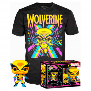 Funko Pop! X-Men: Wolverine Vinyl Figure (Blacklight) Tee Box & T-Shirt M Szett 