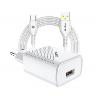 S-Link Telefon töltő - SL-EC40T (1db USB, 5V/2.4A, 12W, Gyorstöltés, USB Type-C, 100cm adat+töltőkábel, fehér) Mobil