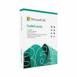 Microsoft Office csomag - Office 365 Family (6GQ-01585, 32/64bit, magyar, 1-6 felhasználó - 1évre) PC