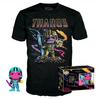 Funko Pop! & Tee: Marvel - Thanos (Blacklight) (Special Edition) Bobble-Head Vinyl Figura & Póló (M) Ajándéktárgyak