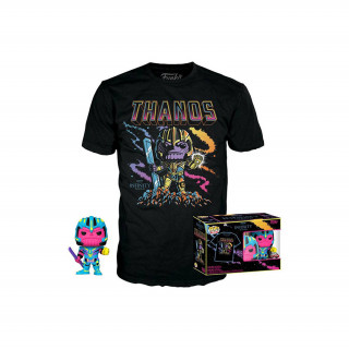 Funko Pop! & Tee: Marvel The Infinity Saga - Thanos (Blacklight) (Special Edition) Bobble-Head Vinyl Figura & Póló (L) Ajándéktárgyak