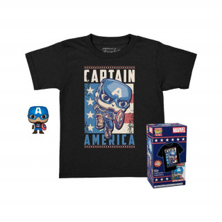 Funko Pocket Pop! & Tee (Child): Marvel - Captain America Vinyl Figura & Póló (XL) 