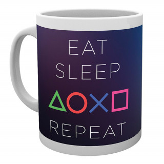 Abysse Playstation Bögre - 320 ml - Eat Sleep Repeat - Abystyle Ajándéktárgyak