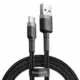 Baseus Cafule USB - USB-C adat, töltőkábel 3A 2m (Fekete-Szürke) (CATKLF-CG1) 