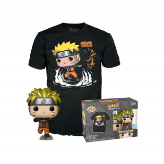 Funko Pop! & Tee: Naruto Shippuden - Naruto Running (Metallic) Vinyl Figura & Póló (XL) AJÁNDÉKTÁRGY