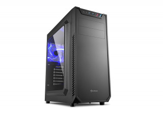 Sharkoon Számítógépház - VS7 Window (fekete; alsó táp; üveg ablak, ATX,mATX; mITX; 2xUSB3.0; I/O; 2x120mm ventillátor) PC