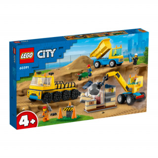 LEGO City Építőipari teherautók és bontógolyós daru (60391) Játék