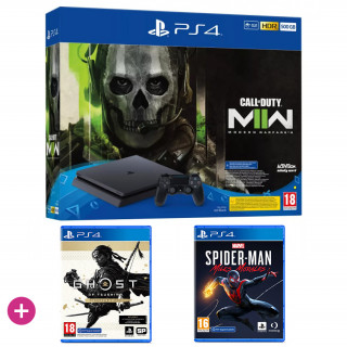 Playstation 4 (PS4) Slim 500GB + Call of Duty Modern Warfare 2 + Ghost of Tsushima Director’s Cut + Marvel's Spider-Man: Miles Morales PS4