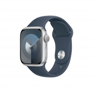 Apple Watch Series 9 GPS – 41 mm-es ezüst alumíniumtok, viharkék sportszíj - S/M Mobil