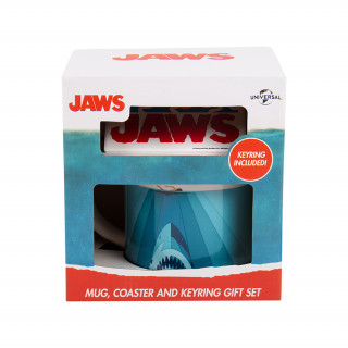 Jaws bögre, alátét és kulcstartó készlet (250 ml) 